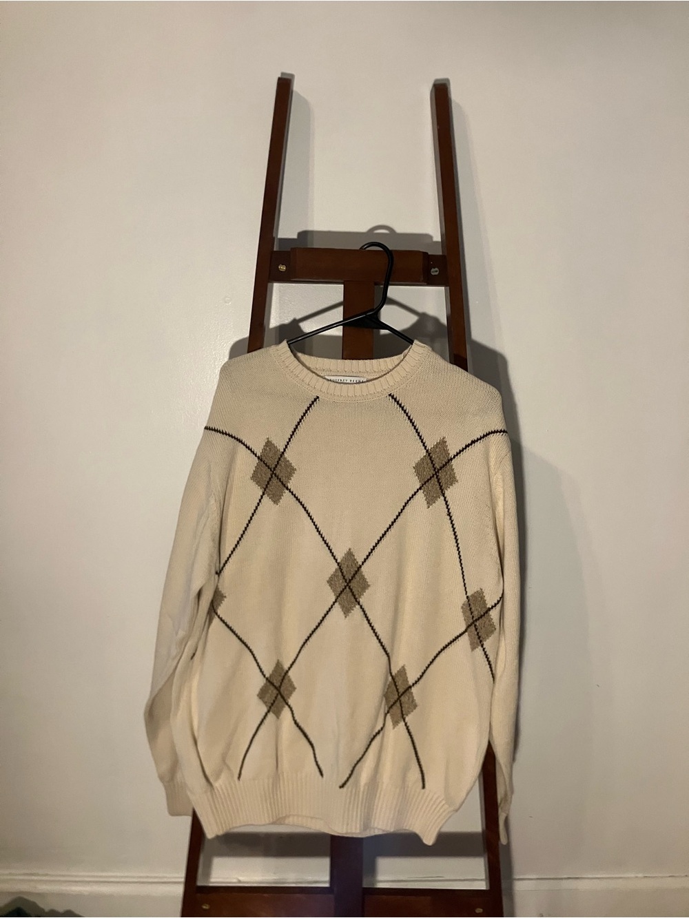 Geoffrey Beene Cream Ribbed Crew Knit